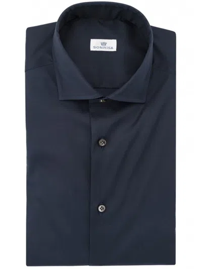 Sonrisa Blue Cotton Tailored Button-up Casual Shirt