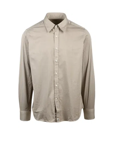 Sonrisa Classic Button-down Beige Cotton Shirt In Gray