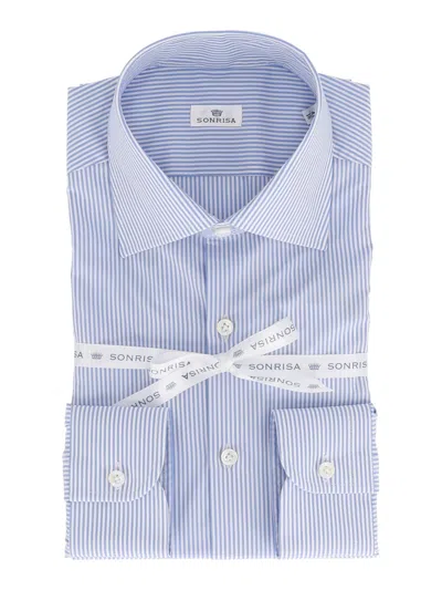 Sonrisa Classic Dress Shirt In Light Blue Stripe
