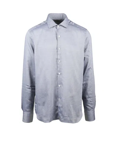 Sonrisa Grey Button-down Shirt With Traditional Collar And Regular Fit In White