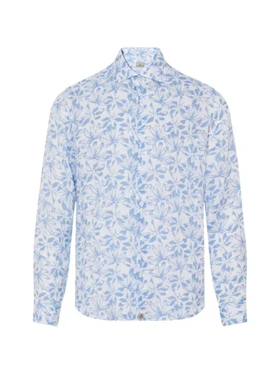 Sonrisa Leaf-print Long-sleeve Shirt In Blue