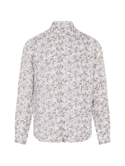 Sonrisa Leaf-print Long-sleeve Shirt In White