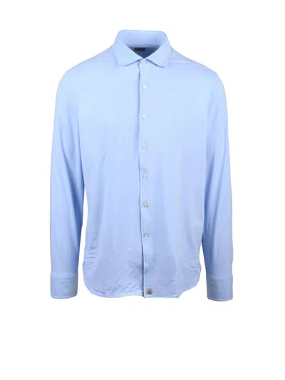 Sonrisa Light Blue Stretch Casual Shirt With Button-down Front