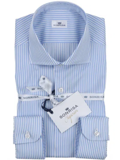 Sonrisa Light Blue Striped Cotton Shirt