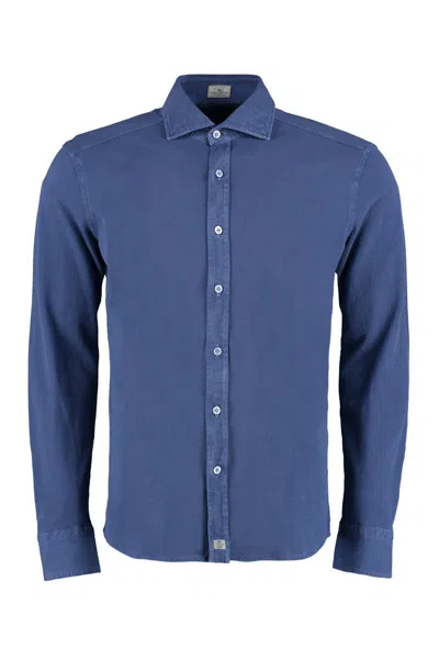 Sonrisa Long Sleeve Stretch Cotton Shirt In Blue