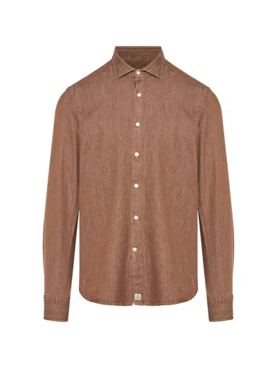 Sonrisa Long-sleeve Button-down Shirt In Brown