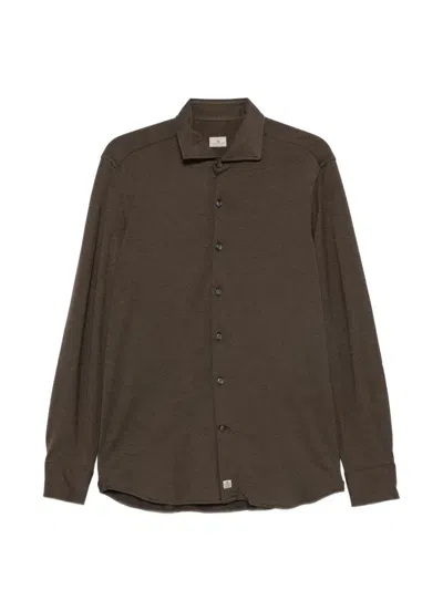 Sonrisa Long-sleeve Spread-collar Shirt In Brown
