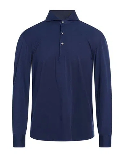 Sonrisa Man Polo Shirt Navy Size 17 Cotton In Blue