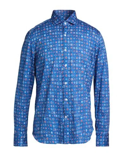 Sonrisa Man Shirt Azure Size 15 Cotton In Blue