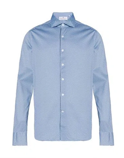Sonrisa Man Shirt Azure Size 16 Cotton In Blue