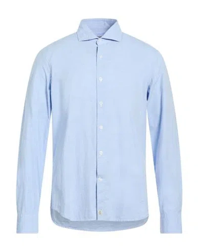 Sonrisa Man Shirt Azure Size 16 ½ Cotton, Lyocell In Blue