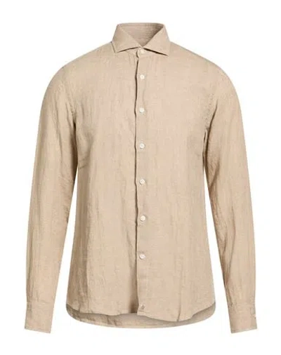 Sonrisa Man Shirt Beige Size 16 Linen In Brown