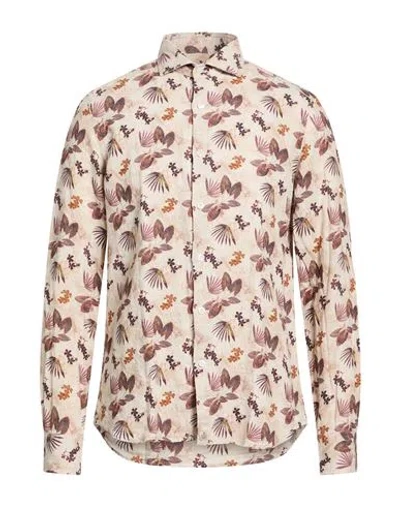 Sonrisa Man Shirt Beige Size 16 ½ Linen In Nude