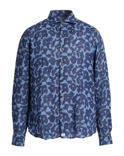 Sonrisa Man Shirt Blue Size 16 ½ Linen