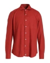 Sonrisa Man Shirt Brick Size 17 Cotton In Red