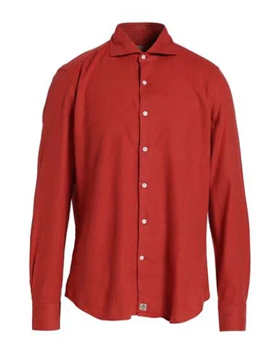 Sonrisa Man Shirt Brick Size 17 Cotton In Red