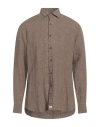 Sonrisa Man Shirt Light Brown Size 15 ½ Cotton, Elastane In Brown