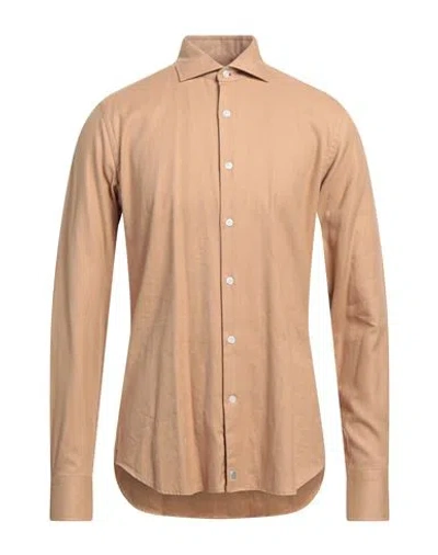 Sonrisa Man Shirt Camel Size 16 ½ Cotton, Lyocell In Beige