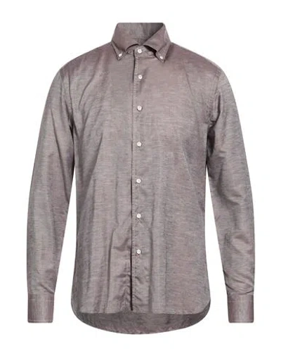 Sonrisa Man Shirt Chocolate Brown Size 17 Cotton, Linen