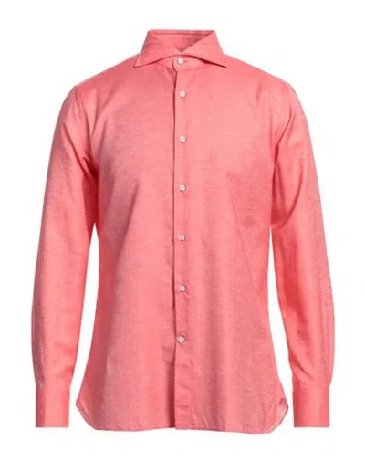 Sonrisa Man Shirt Coral Size 16 Cotton, Linen In Red