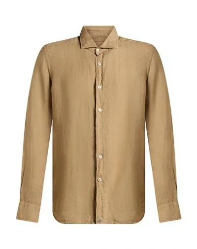 Sonrisa Man Shirt Khaki Size 15 Linen In Brown