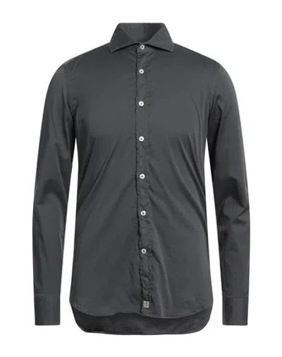 Sonrisa Man Shirt Lead Size 15 ½ Cotton, Elastane In Black