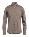 Sonrisa Man Shirt Light Brown Size 16 ½ Cotton, Elastane In Beige