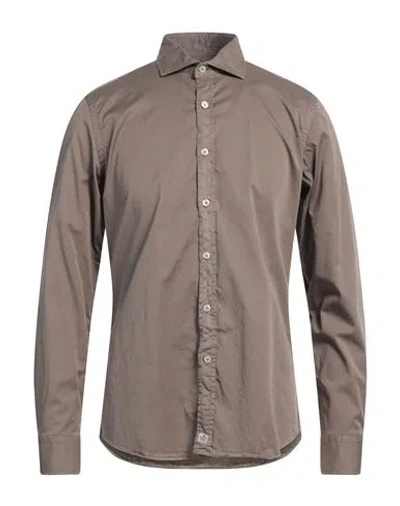 Sonrisa Man Shirt Light Brown Size 16 ½ Cotton, Elastane In Beige