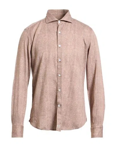 Sonrisa Man Shirt Light Brown Size 17 Cotton In Pink