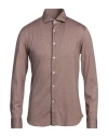 Sonrisa Man Shirt Light Brown Size 15 ½ Cotton, Elastane In Beige