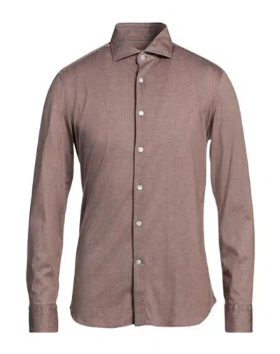SONRISA SONRISA MAN SHIRT LIGHT BROWN SIZE XXL COTTON
