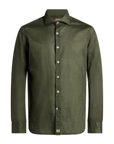 Sonrisa Man Shirt Military Green Size 15 ¾ Cotton, Elastane