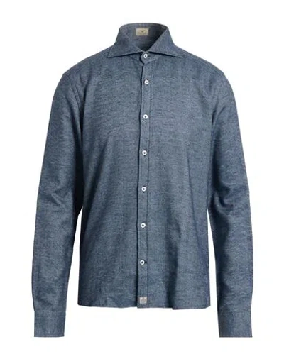 Sonrisa Man Shirt Navy Size 17 Cotton In Blue