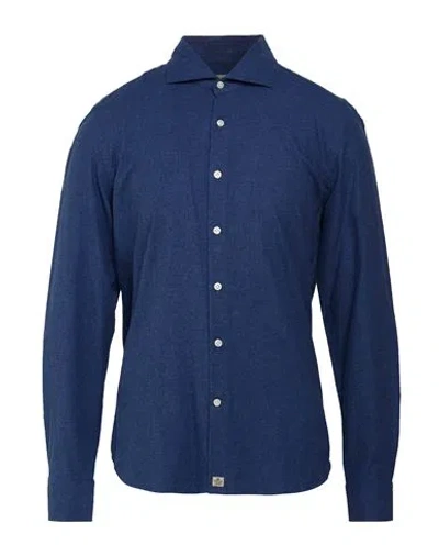 Sonrisa Man Shirt Navy Size 17 Lyocell, Cotton In Blue