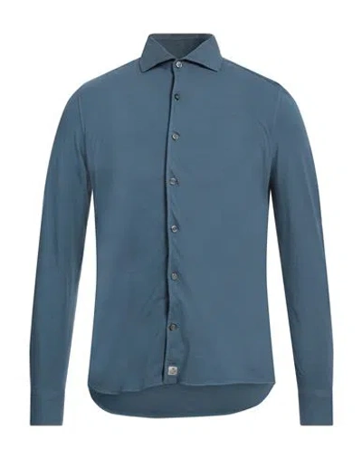 Sonrisa Man Shirt Slate Blue Size S Cotton, Elastane