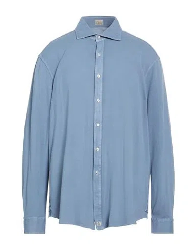 Sonrisa Man Shirt Slate Blue Size Xxl Cotton