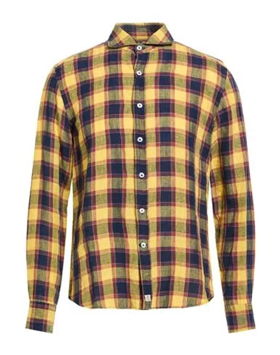 Sonrisa Man Shirt Yellow Size 16 Linen