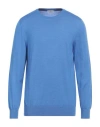Sonrisa Man Sweater Azure Size 44 Merino Wool, Silk, Cashmere In Blue