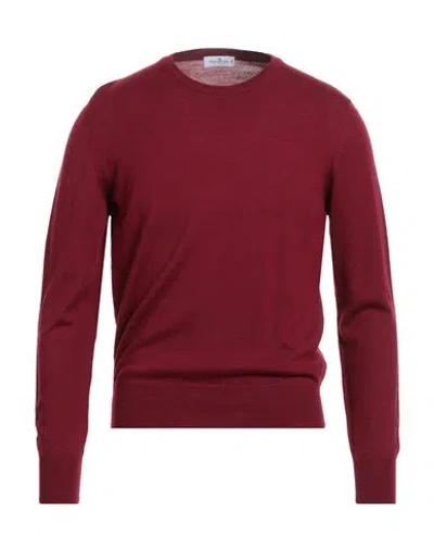 Sonrisa Man Sweater Garnet Size 38 Merino Wool In Red