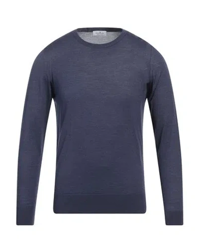 Sonrisa Man Sweater Navy Size 38 Merino Wool, Silk, Cashmere In Navy