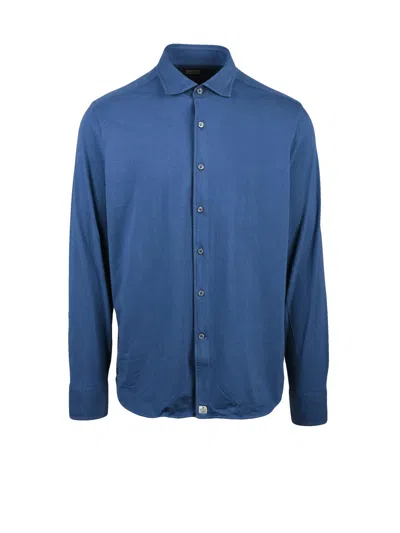 Sonrisa Men's Long Sleeve Stretch Shirt With Button Closure In Blue