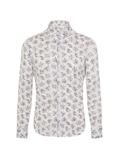 Sonrisa Palm Leaf-print Long-sleeve Shirt In White