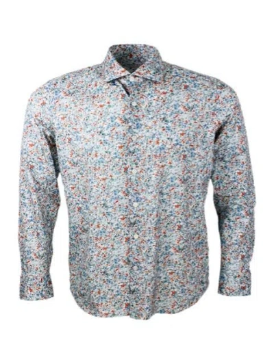 Sonrisa Shirt In Bianco - Arancio - Celeste