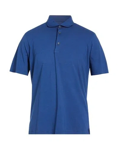 Sonrisa Silvery Man Polo Shirt Blue Size L Cotton, Elastane