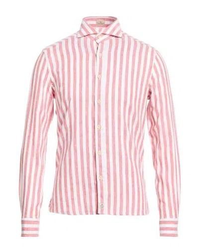 Sonrisa Silvery Man Shirt Brick Size 17 ½ Linen In Pink