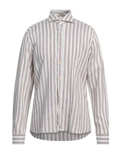 Sonrisa Silvery Man Shirt Light Brown Size 17 ½ Linen In Multi