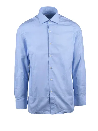 Sonrisa Sky Blue White Cotton Men Shirt In Multi