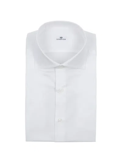 Sonrisa Spread-collar Cotton Shirt In White