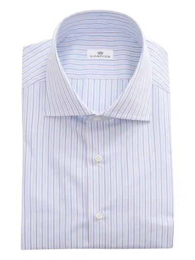 Sonrisa Striped Cotton Shirt In Blue