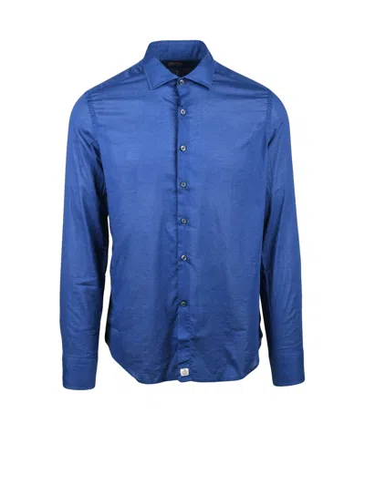 Sonrisa Long-sleeve Button-down Shirt In Pure Cotton With Tailored Fit In Blue
